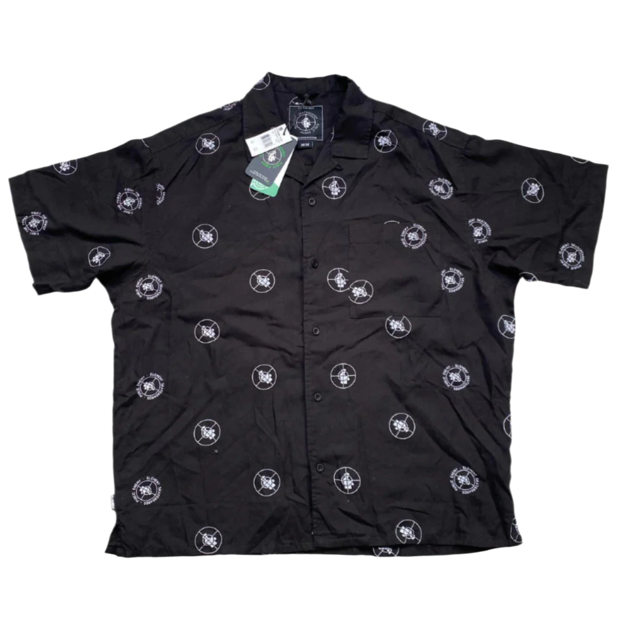 Element Skateboards Public Enemy Black and White Short Sleeve Shirt (M)