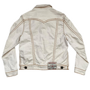 True Religion Cream and Golden Brown Stitch Denim Jacket (S)