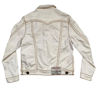 True Religion Cream and Golden Brown Stitch Denim Jacket (S)