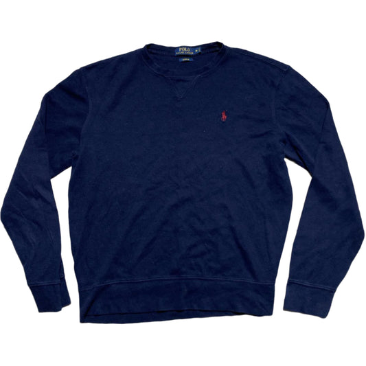 Ralph Lauren Polo Navy and Red Pony Estate Rib Jumper (M)