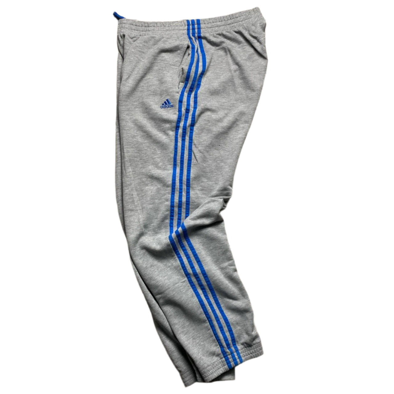 Adidas Performance Essentials Grey and Blue Stripes Joggers (M)
