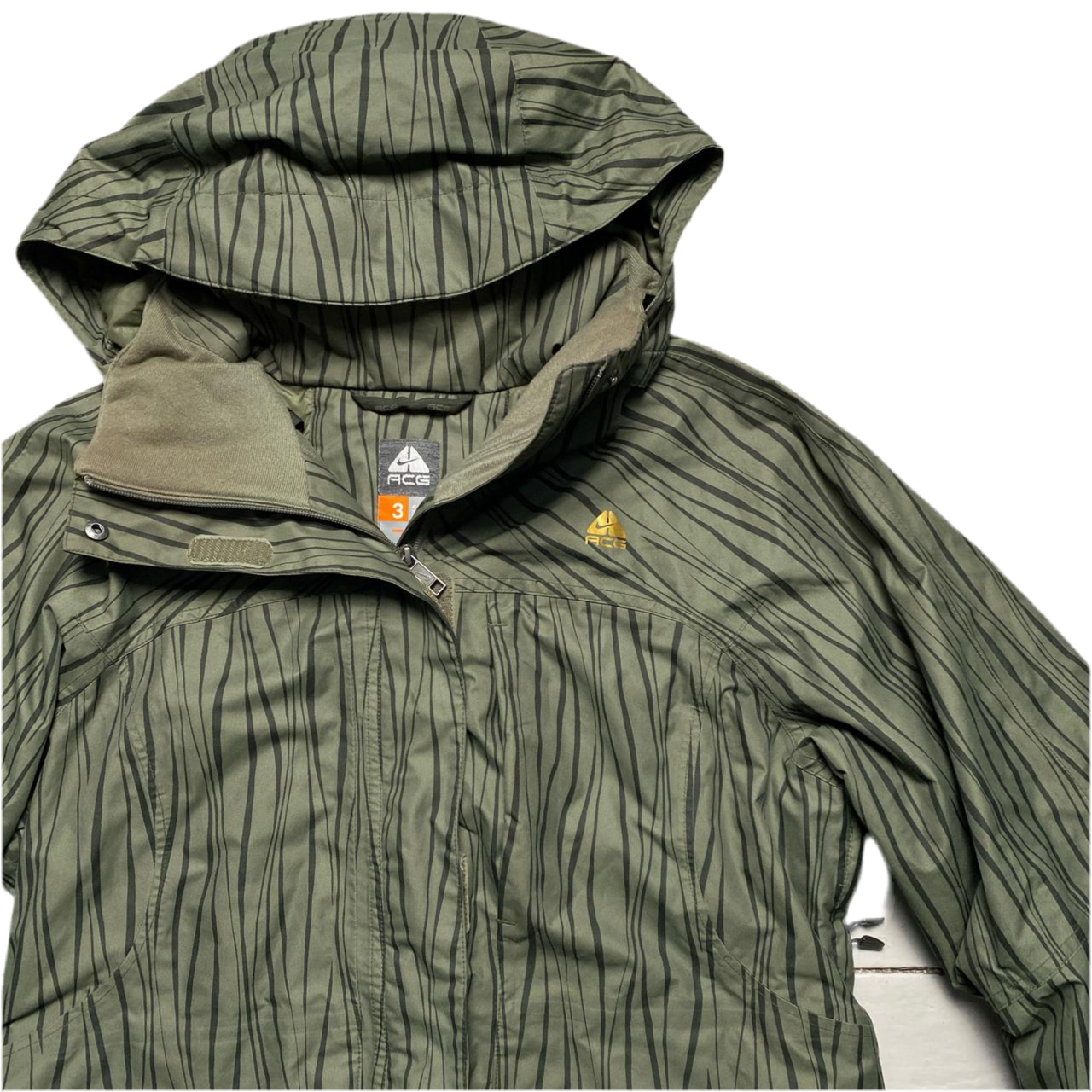 Nike ACG Green Striped Forestry Print Ski Jacket (L)