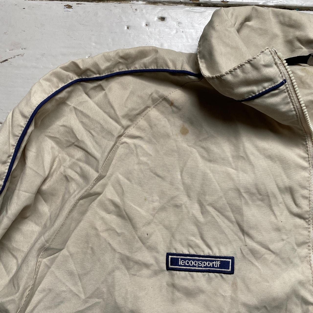Le Coq Sportif Cream Beige and Navy Quarter Zip Shell Tracksuit Jacket