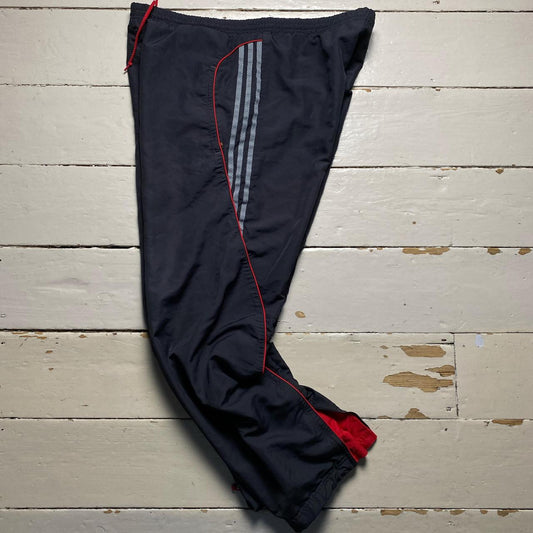Adidas Baggy Vintage Black and Red Shell Trackpant Bottoms