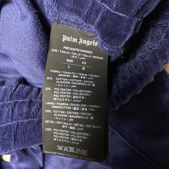Palm Angels Navy Cream and Brown Velour Baggy Bottoms (L)