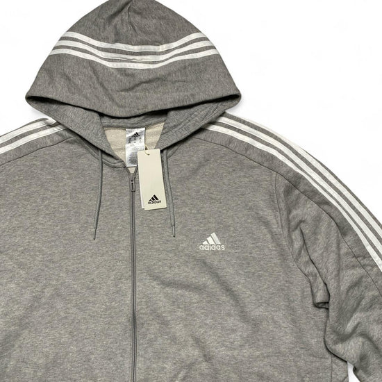 Adidas Performance Essentials Grey and White Tri Stripe Hoodie (3XL)