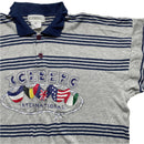 Iceberg Vintage 90’s Striped Grey and Navy Flags Polo Shirt (XL)