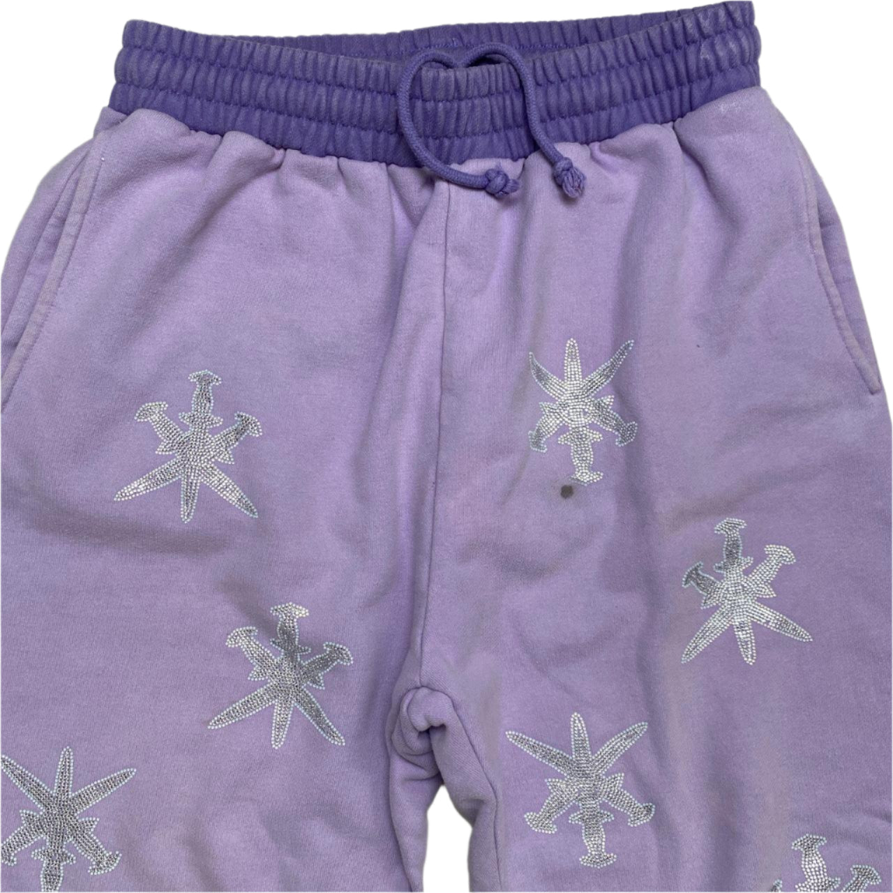 Unknown London Daggers Diamante Rhinestone Purple Joggers (M)