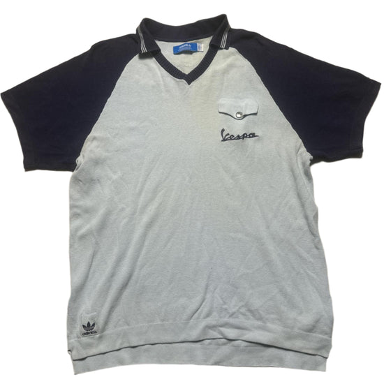 Adidas Vespa Light Blue and Navy Polo Shirt (L)