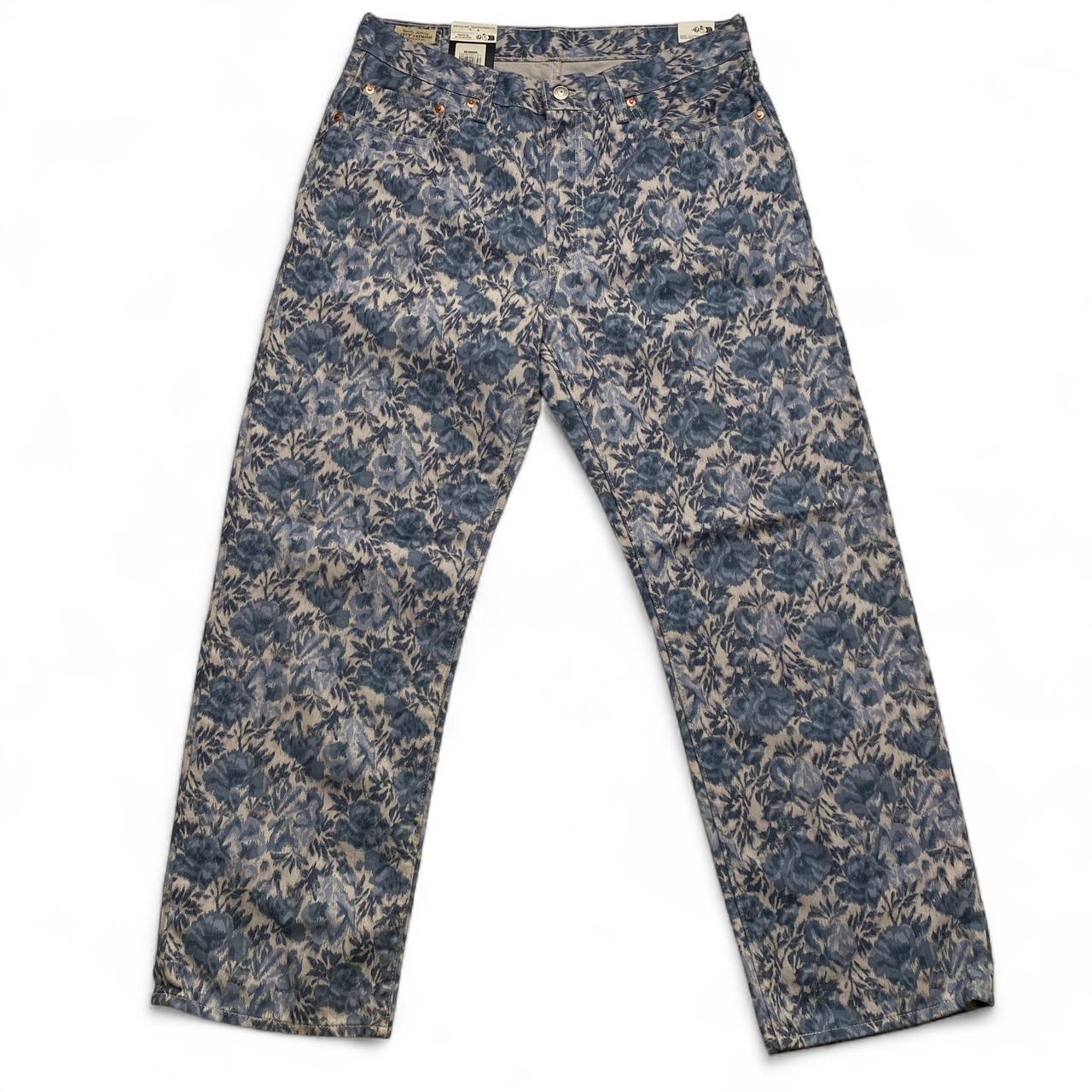Levis 501 90’s Ankle Womens Floral Blue and White Jeans