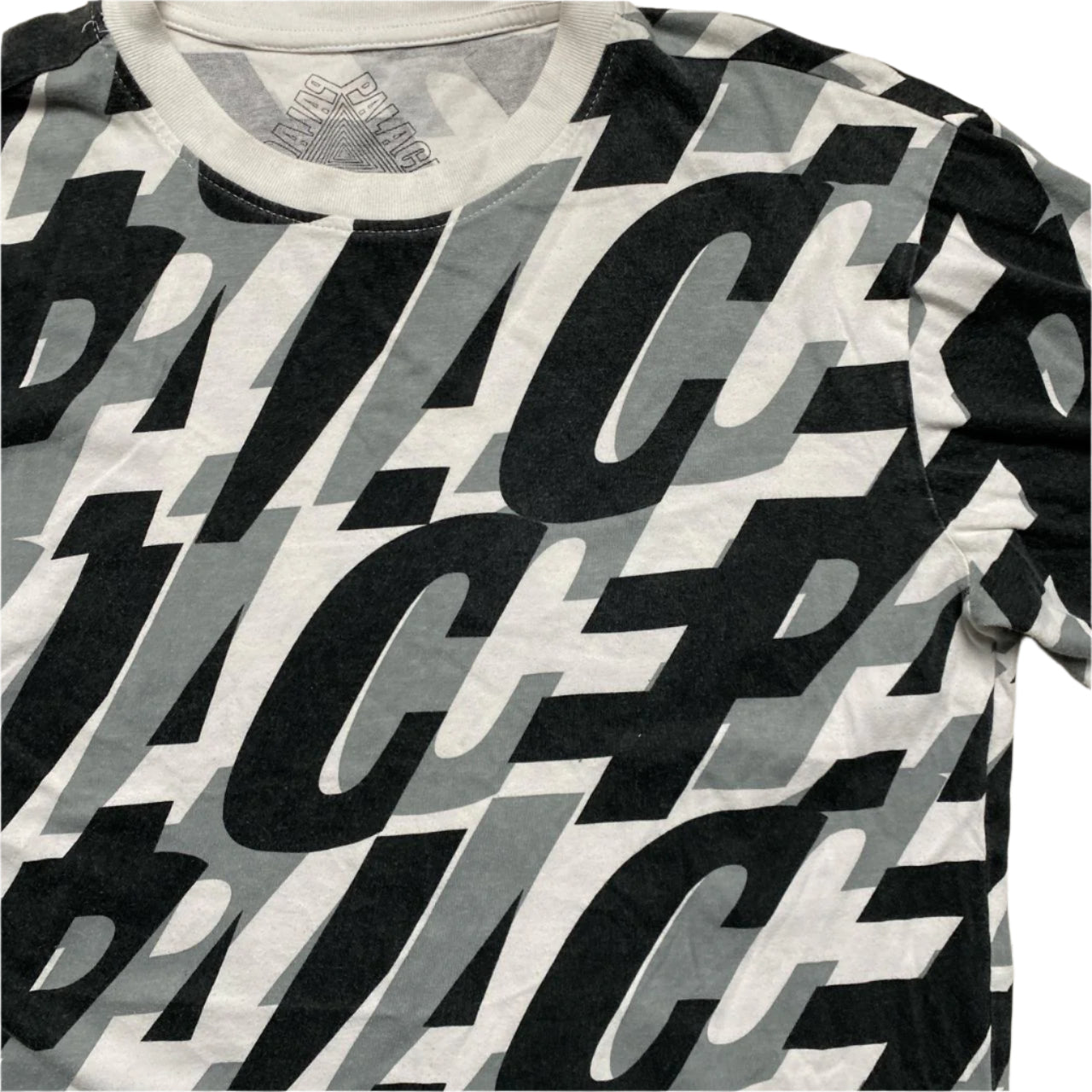 Palace Repeat Spellout Black Grey and White Long Sleeve T Shirt (L)