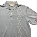 Yves Saint Laurent Vintage Light Blue and White Multi YSL Logo Polo Shirt (M)