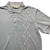Yves Saint Laurent Vintage Light Blue and White Multi YSL Logo Polo Shirt (M)