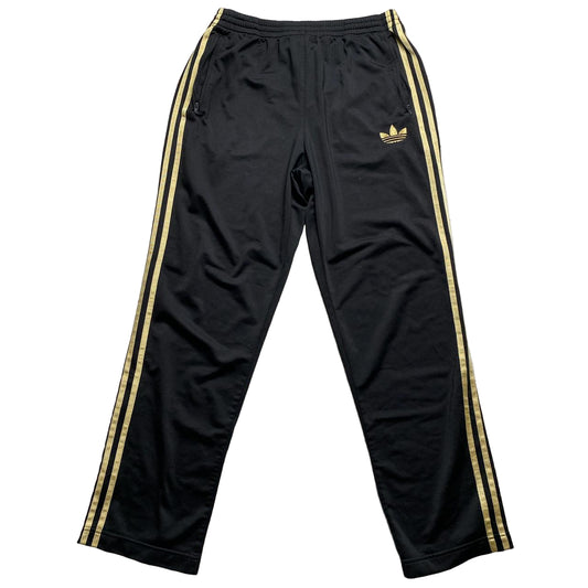 Adidas Black and Gold Stripe Trackpant Bottoms (L)