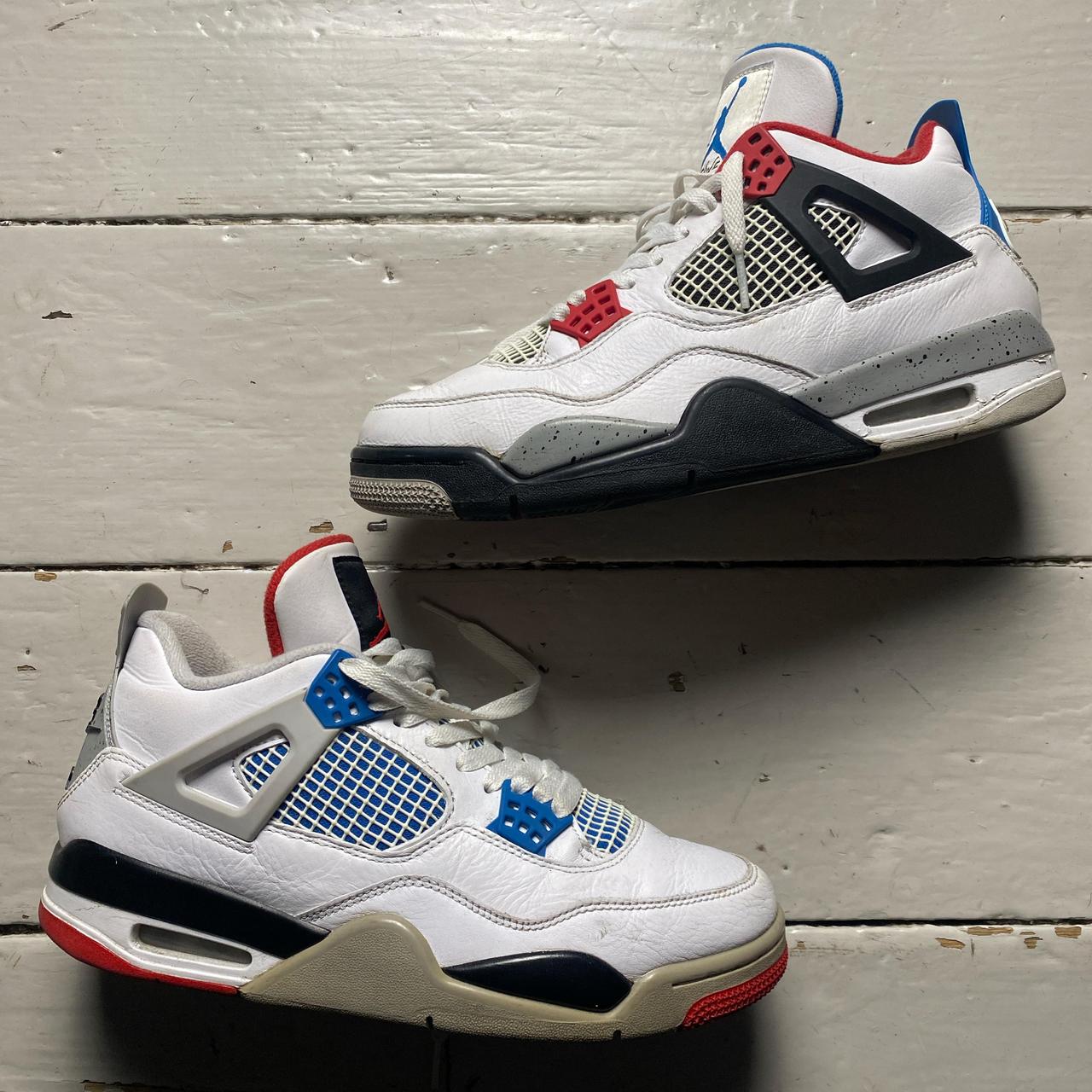 Jordan 4 Retro What The White Blue and Red