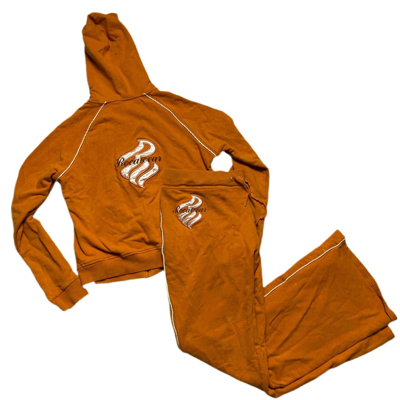 Rocawear Orange and Brown Vintage Womens 90’s Y2K Tracksuit (XL)
