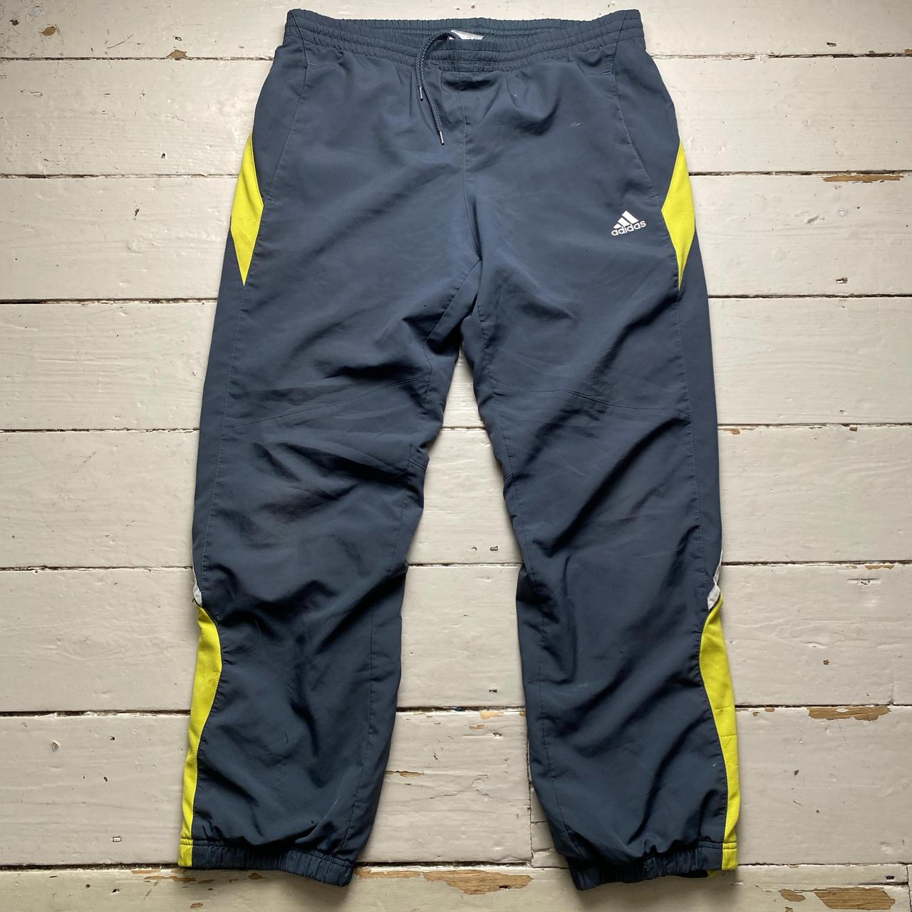 Adidas Vintage Climacool Baggy Grey Yellow and White Shell Trackpant Bottoms