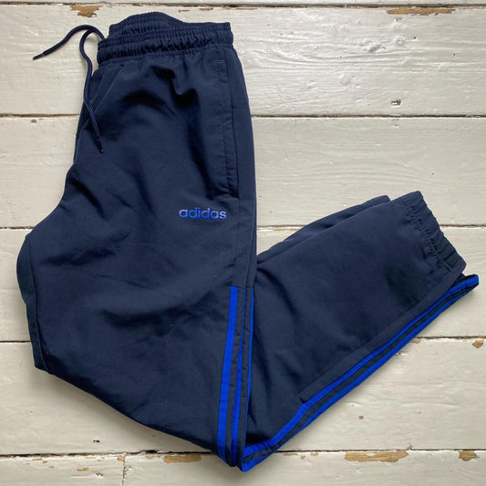 Adidas Navy and Blue Baggy Shell Trackpant Bottoms