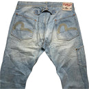 Evisu Baggy Cargo Jeans Light Blue with Cream Daicock Swoosh (34W)