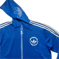 Adidas Blue and White Tracksuit Hoodie Jacket (L)