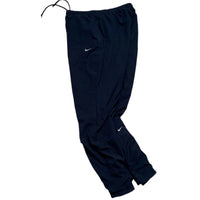 Nike Navy and White Double Swoosh Shell Trackpant Nylon Bottoms (M)