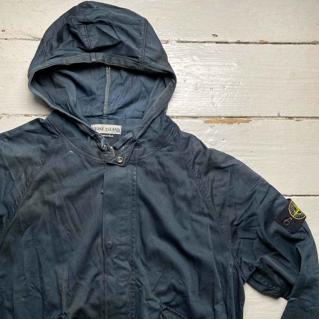 Stone Island 2002 Vintage Raso Gommato Lightweight Navy Jacket