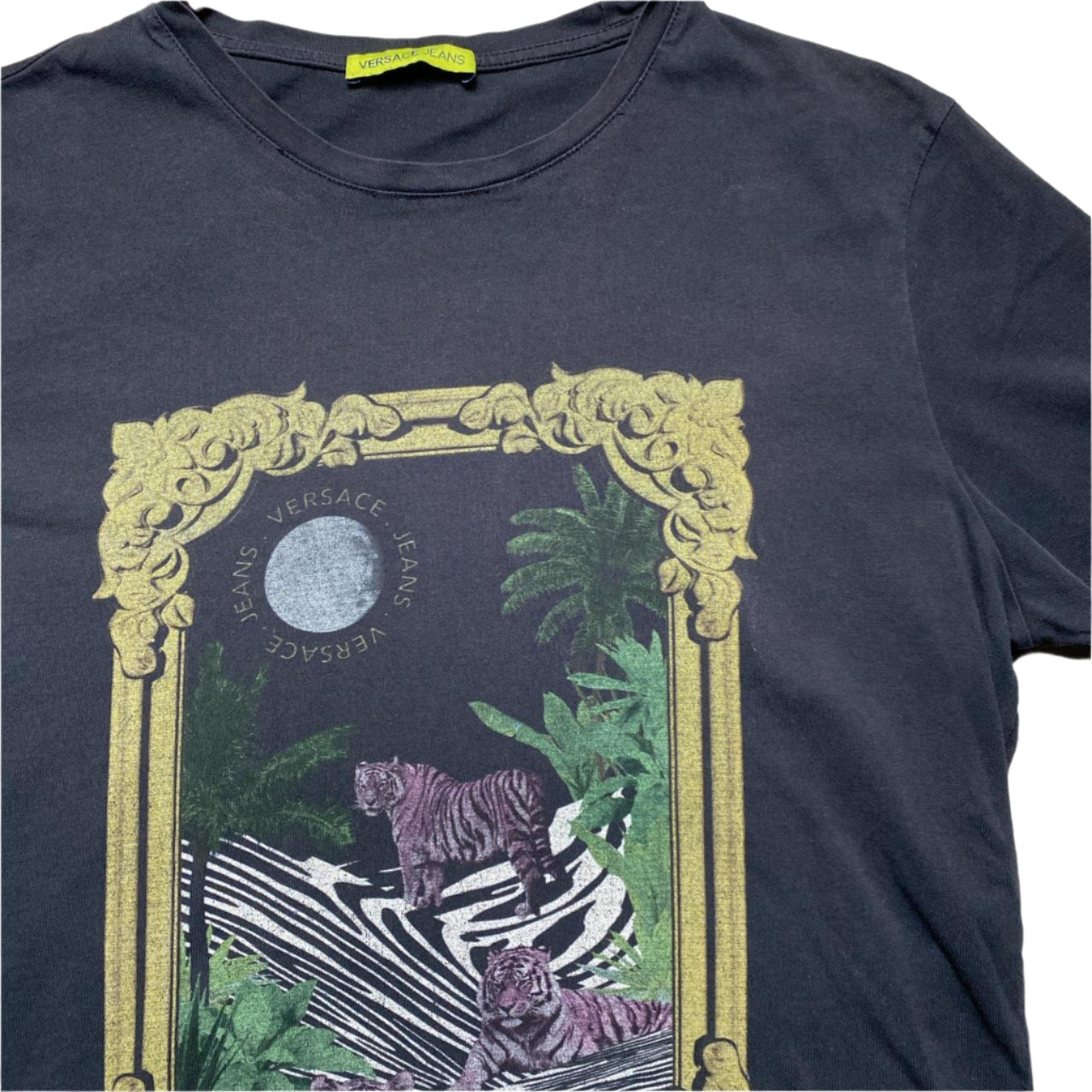 Versace Jeans Tiger Picture Black T Shirt (XL)
