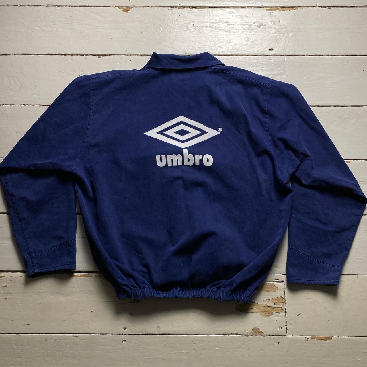 England Umbro Vintage 1990 - 1992 Drill Top Navy and White Overshirt