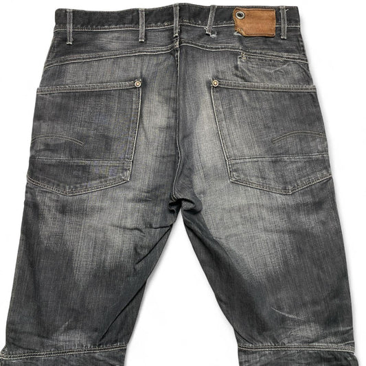 G Star 3301 Black Grey Stonewashed Jeans Wide Baggy Fit (34W)