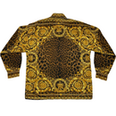 Giv Viaspaga Versace Gold Brown Cheetah Print Long Sleeve Shirt (M)
