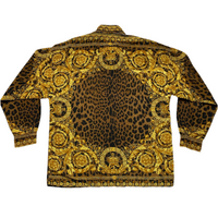 Giv Viaspaga Versace Gold Brown Cheetah Print Long Sleeve Shirt (M)