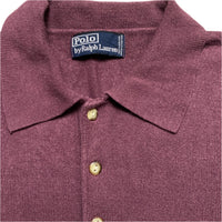 Ralph Lauren Polo Burgundy and Purple Pony Vintage Marino Wool Polo Shirt (XL)