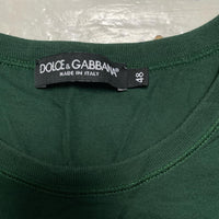 Dolce and Gabbana Plaque Reverse Weave Green T Shirt (M)