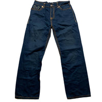 True Religion Joey Big Stitch Baggy Navy Orange and Yellow Jeans (34W)