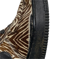 Nike Air Force 1 Brown and White Zebra Print Stripes Pony Hair (UK 5)