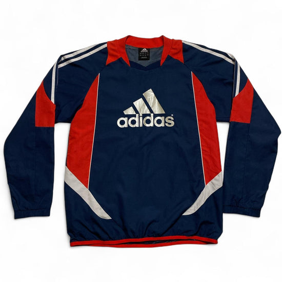 Adidas Vintage y2k Shell Windbreaker Jacket Training Jumper Navy Red and White (S)