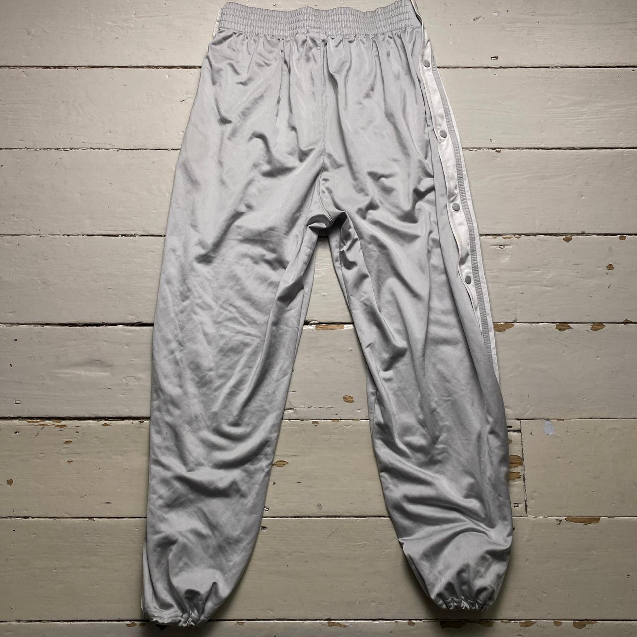 Adidas Essentials Popper Grey Silver and White Stripe Trackpant Bottoms