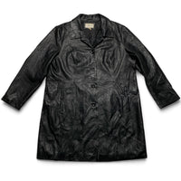 Worthington Black Leather Trench Coat Jacket (2XL)