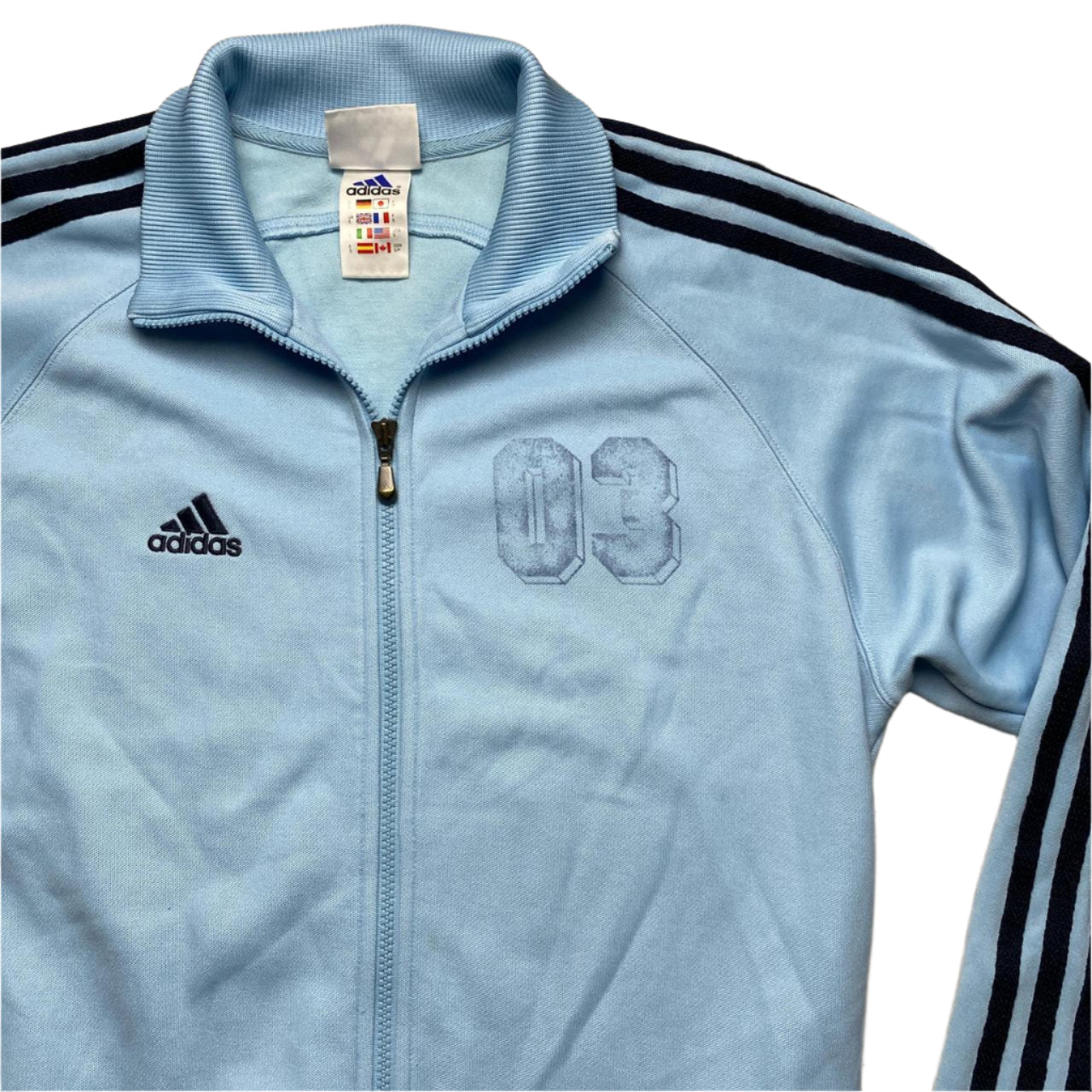 Adidas Light Baby Blue and Navy Football Vintage 03 Tracksuit Jacket (S)
