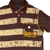 Rocawear Brown Cream and Yellow Polo Shirt (M)