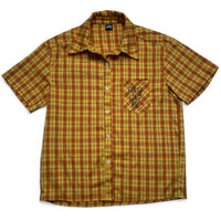 Earthling Hoo Short Sleeve Plaid Shirt and Jorts Jean Shorts Set (M)