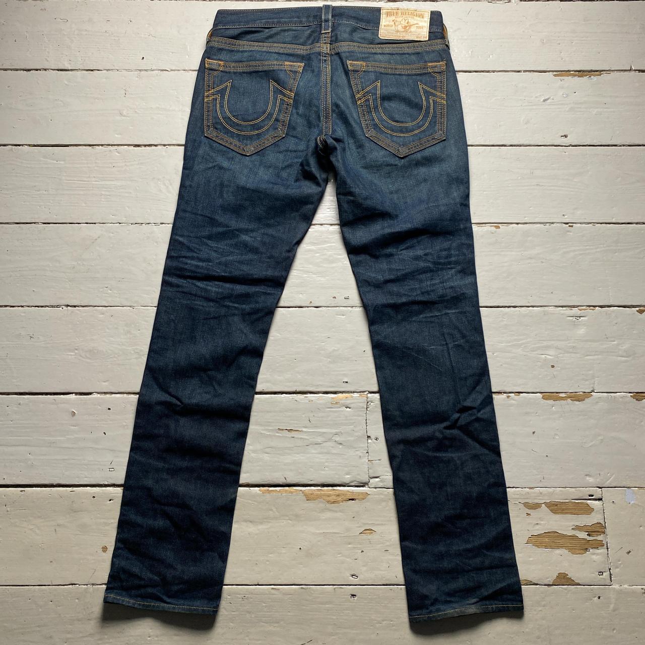 True Religion Rocco QT Brown Stitch Navy Baggy Jeans