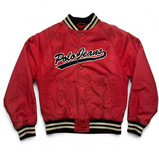 Polo Jeans Ralph Lauren Vintage Red and Black Bomber Varsity Jacket (M)