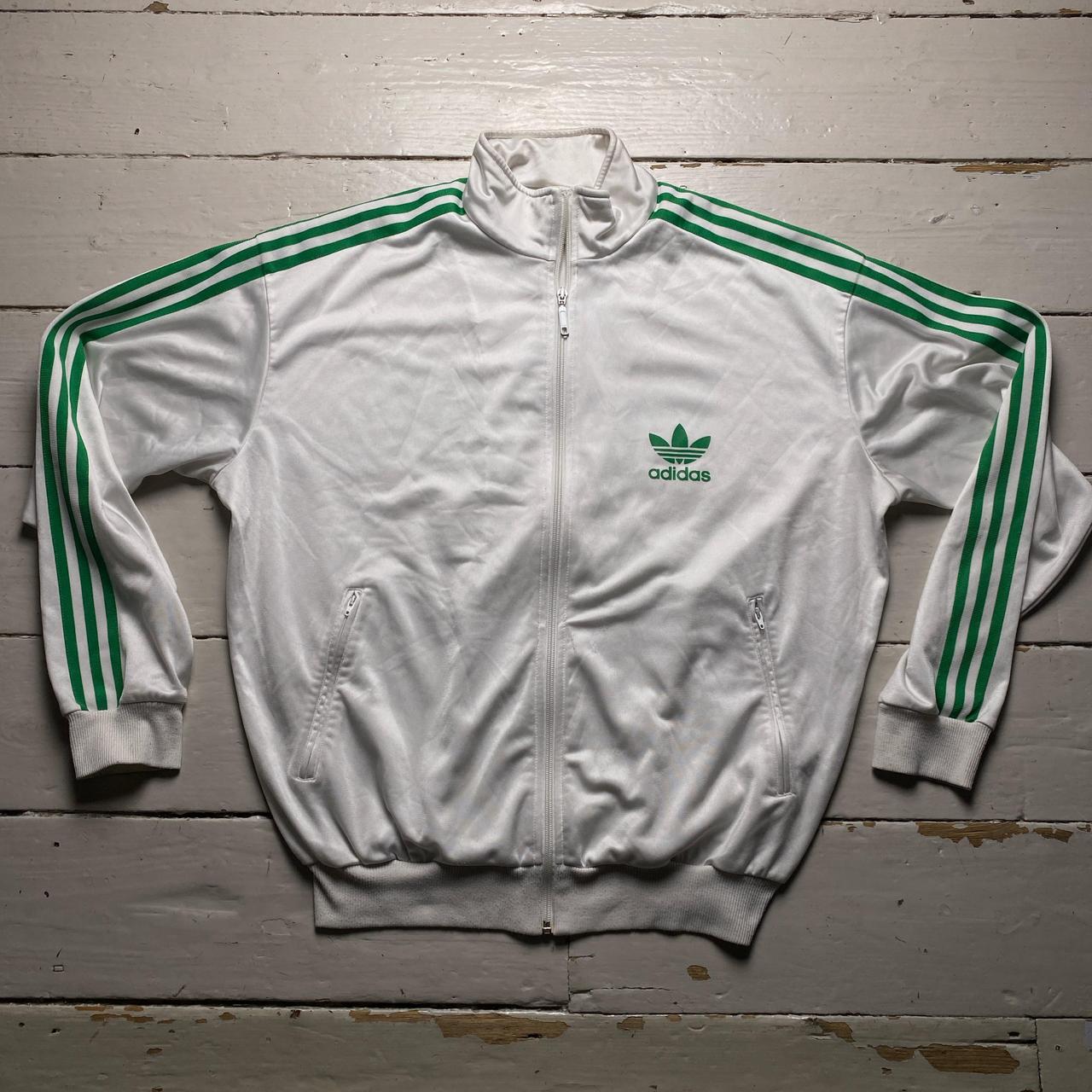 Adidas Originals White and Green Tracksuit Jacket