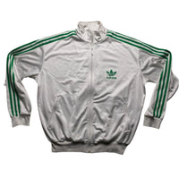 Adidas Originals White and Green Tracksuit Jacket (L)