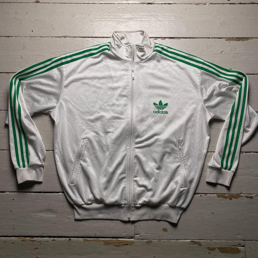 Adidas Originals White and Green Tracksuit Jacket