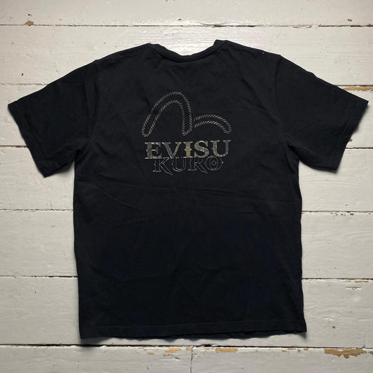 Evisu Kuro Black and Gold T Shirt