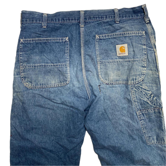 Carhartt Vintage Red Fleece Lined Baggy Blue Carpenter Cargo Jeans (34W)