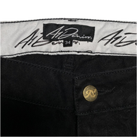 A1 Denim Baggy Carpenter Black and White Embroidery Jeans (34W)