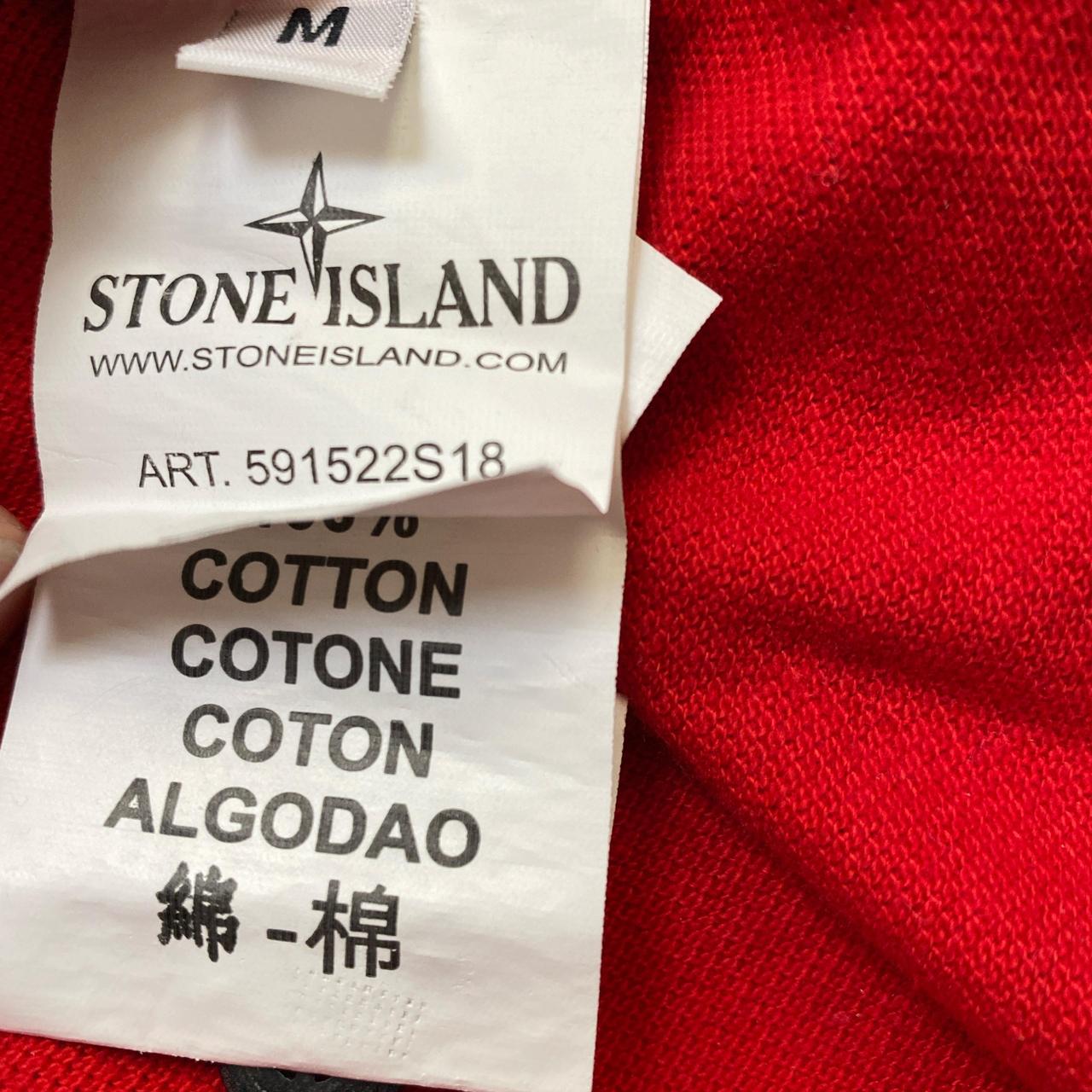 Stone Island Red and Black Square Patch Long Sleeve Polo Shirt